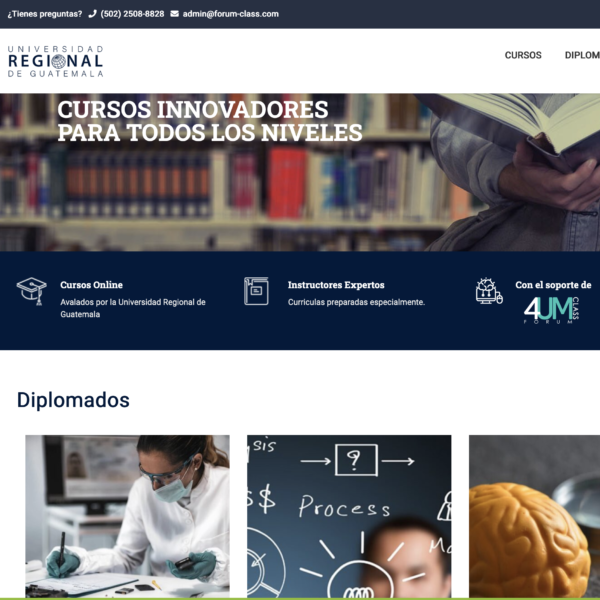Área dedicada dentro de Forum Class, para los cursos de actualización de la Universidad Regional de Guatemala.